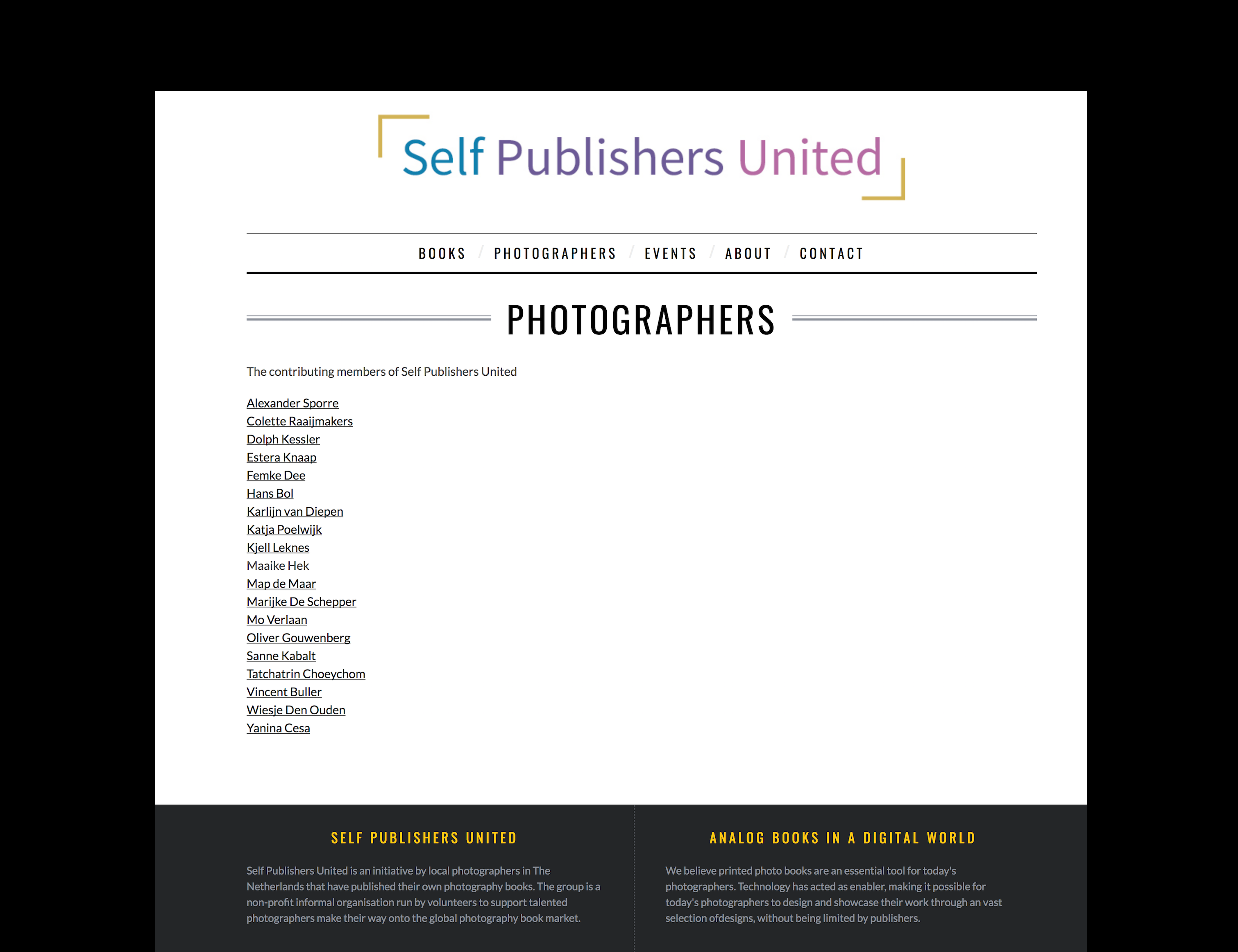 Photographers taking part in Self Publishers United